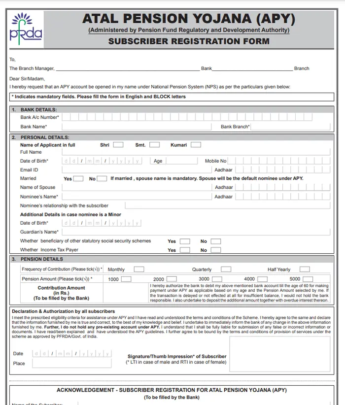 APY Application form