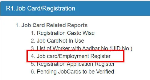 Job card-Employment Register